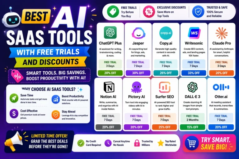 Best AI SaaS Tools with Free Trials and Discounts